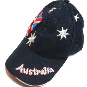 Australia Baseball Hat Cap Blue Cotton Adjustable Hook‎ & Loop Flag